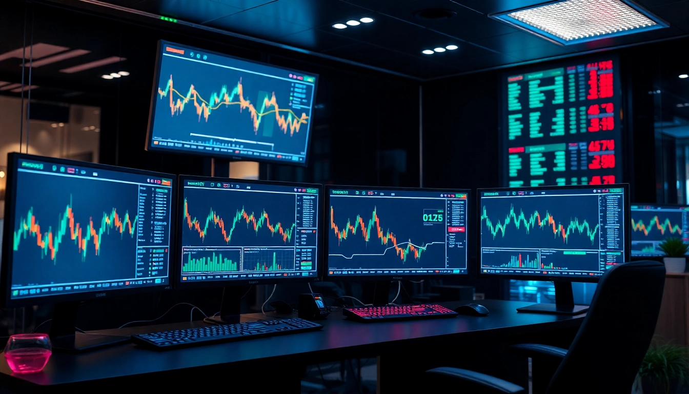 Online Stock Trading platforms with active traders analyzing real-time stock market data for