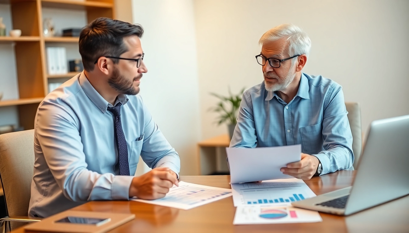 Pension Guide Financial advisor providing expert advice on retirement planning to clients